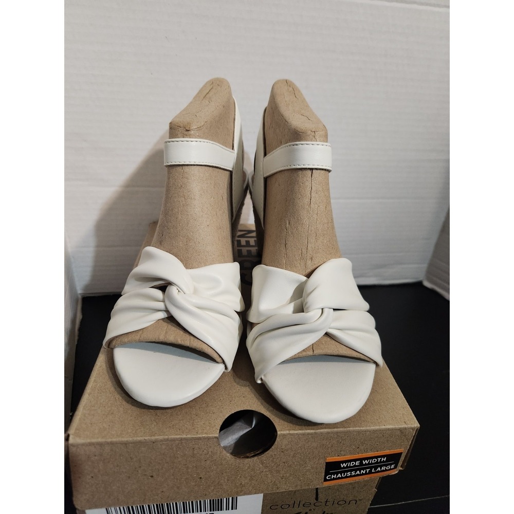 Clarks Women's Margee Beth White Wedge Sandal Size 7 W Espadrille‎ Leather NEW - Picture 6 of 10